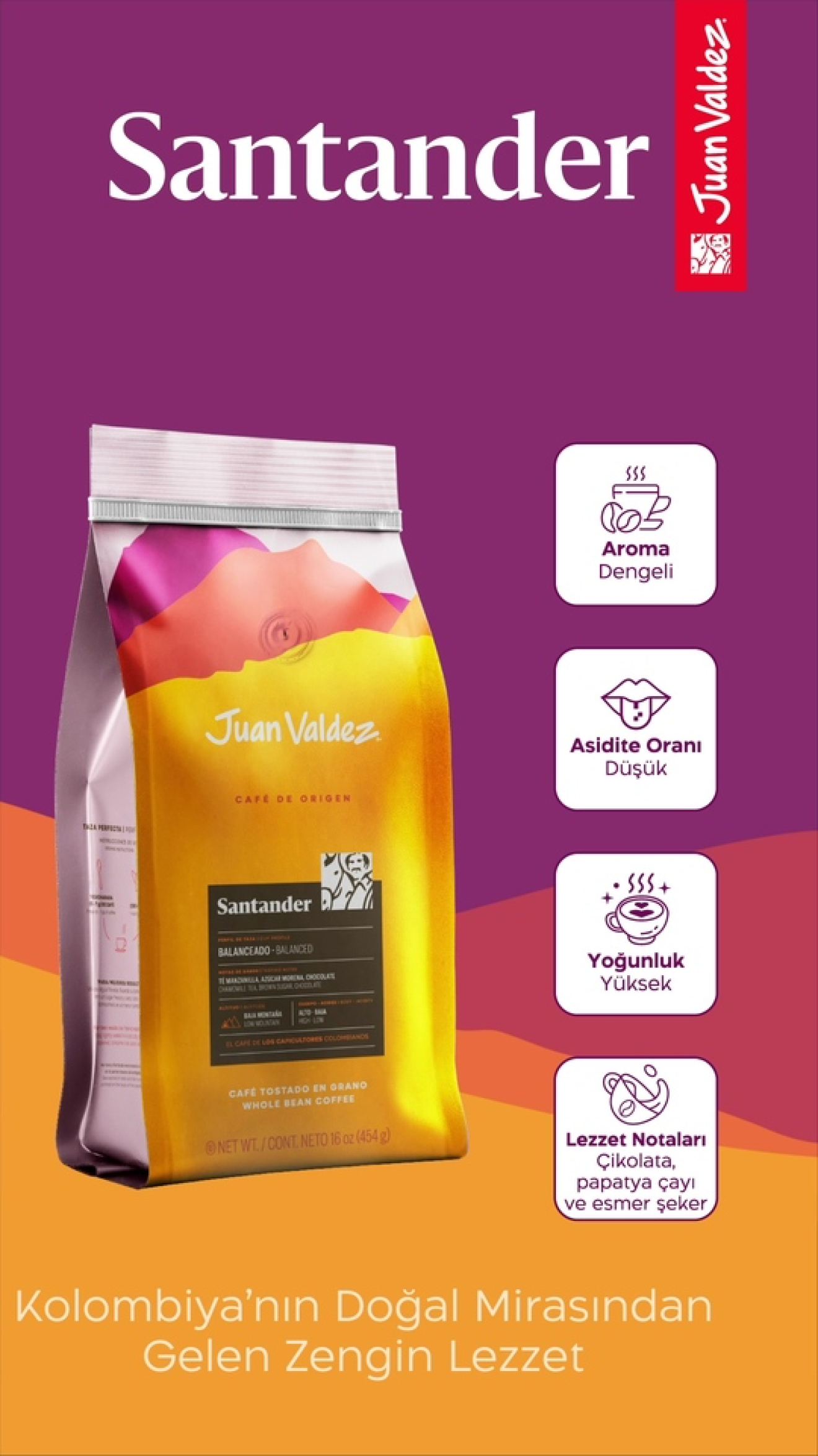Juan Valdez Santander Çekirdek Kahve 454gr