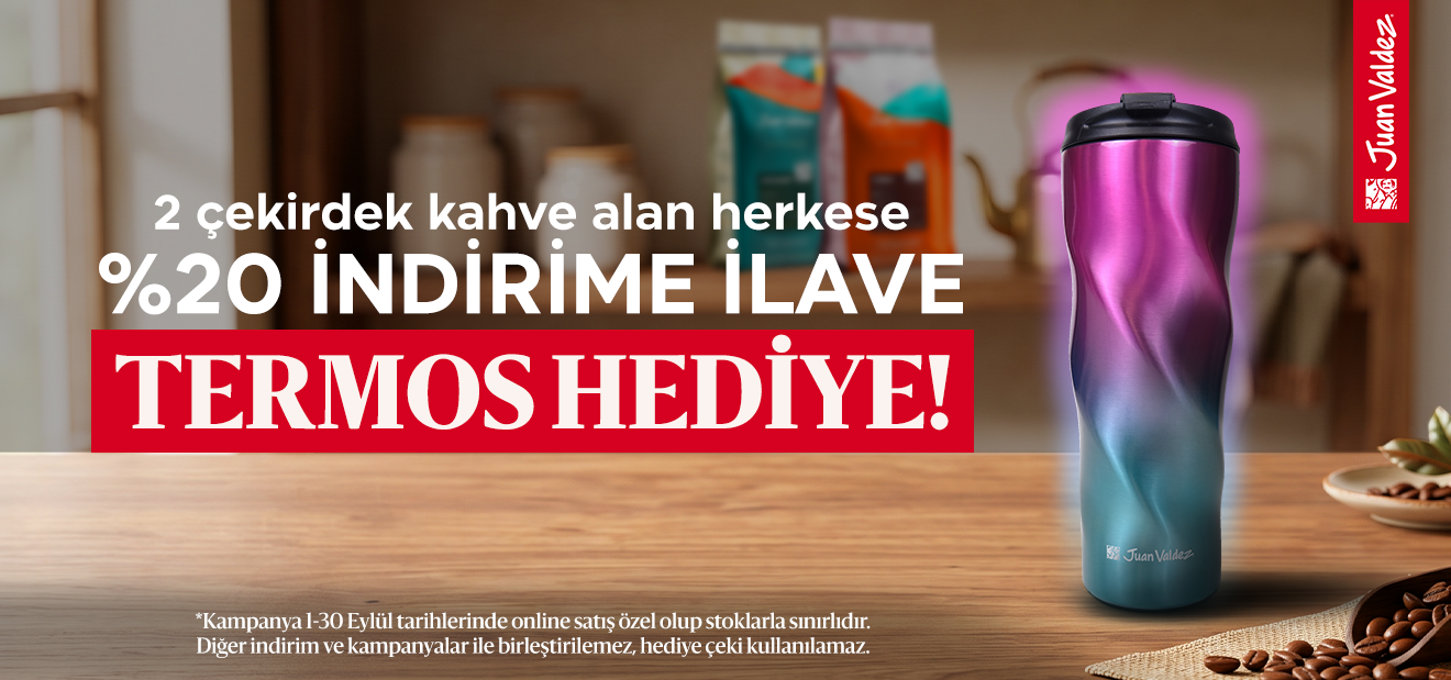 2 Çekirdek Kahve Alan Herkese %20 İndirime İlave Termos Hediye